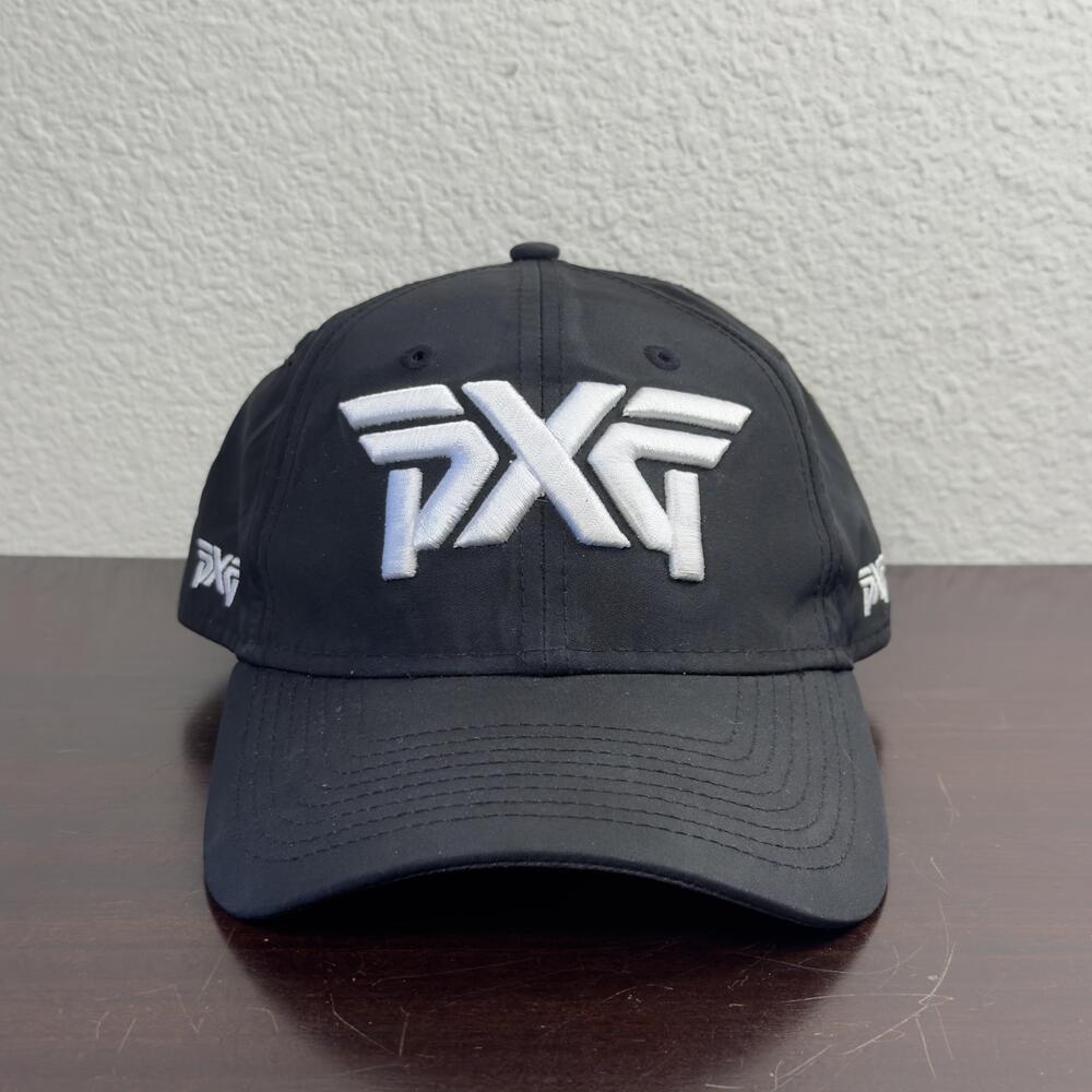 PXG New Era Hat Cap Strap Back Mens One Size Black Golf 9TWENTY Logo Embroidered